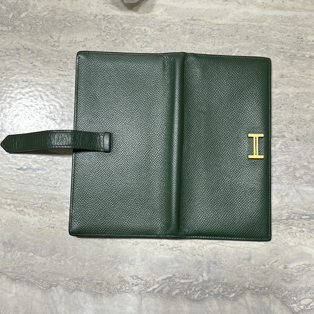 ⭐️Authentic Hermes Bearn Kelly Green Leather Wallet Gold HW - Picture 4 of 14
